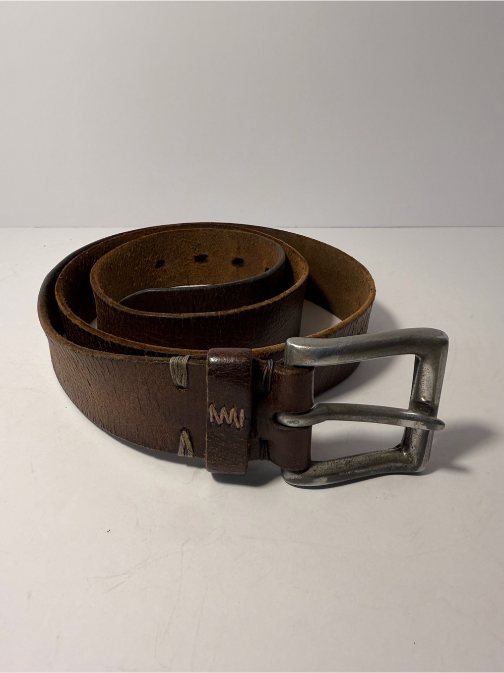 🤠 Vintage Distressed Brown Full Grain Leather Belt 38